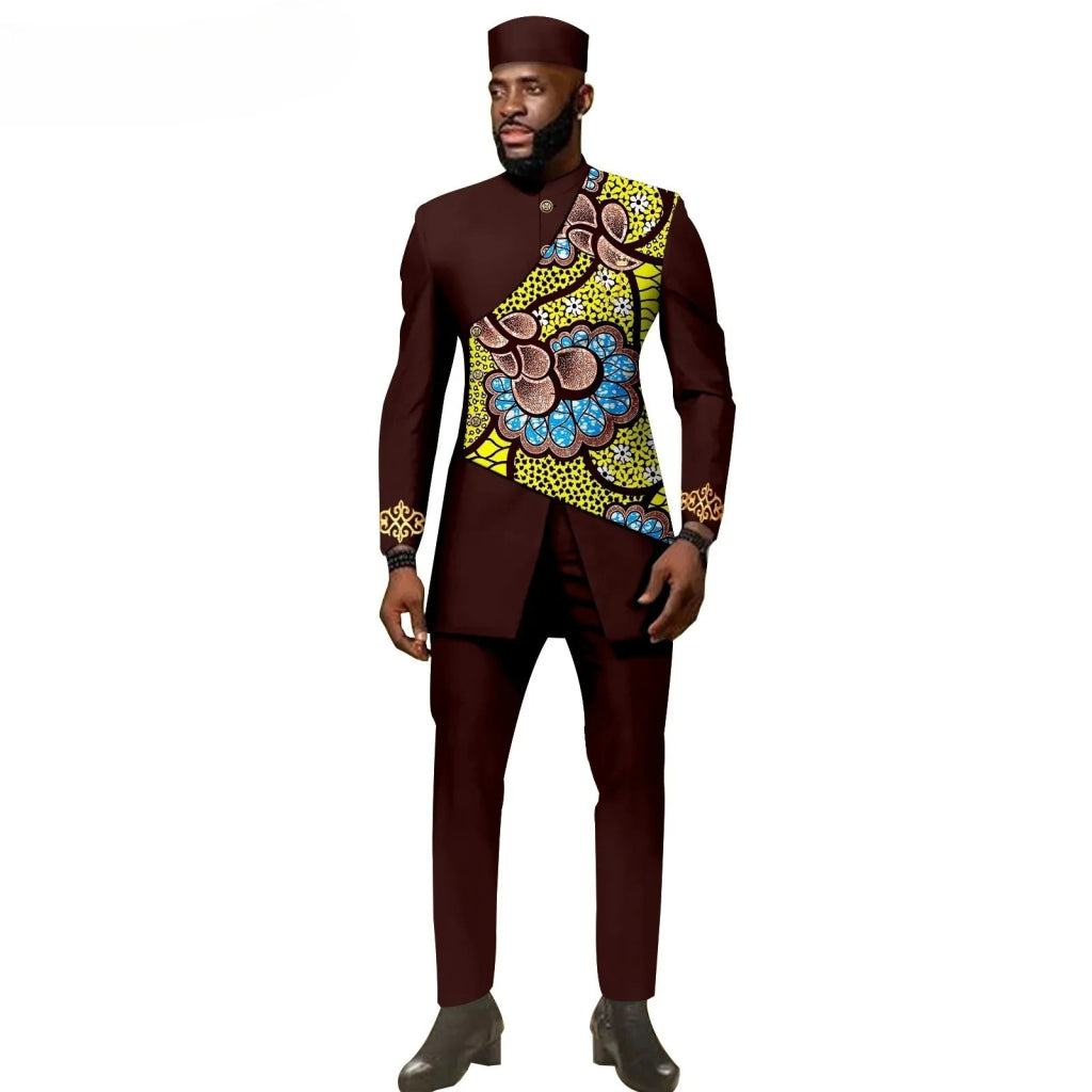 African Ethnic New Style Men's Suit - Elegant and Fitted Design - Fashionable Men's Clothing - Free Delivery Worldwide