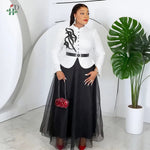 African Fashion Plus Size Long Sleeve Dress – Elegant Gauze Gown for Weddings and Daily Wear - Free Delivery Worldwide only at Flexi Africa