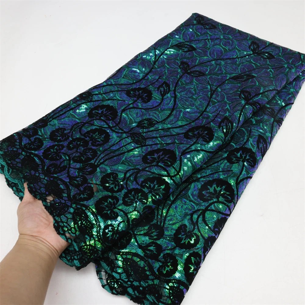 African Lace Fabric – Elegant Tulle Net Embroidery with Sequins - Free Delivery Worldwide only at Flexi Africa