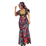 African Luxury Ankara Gown – Stylish Bodycon Maxi Dress for Party, Wedding, and Formal Events - Free Delivery Worldwide