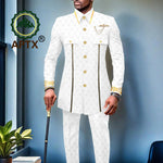 African Men’s Bazin Riche Suit – Gold Embroidered Coat and Pants Set for Weddings and Formal Occasions - Free Delivery Worldwide only at Flexi Africa