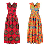 African National Sexy Sleeveless Women Dress Fashion Off Back Print Lady Party Dresses Vintage Casual Long Dress Africa Clothing - Free Delivery Worldwide only at Flexi Africa