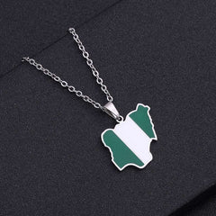 African Pride: Nigeria Map Flag Pendant Necklace - Free Delivery Worldwide only at Flexi Africa