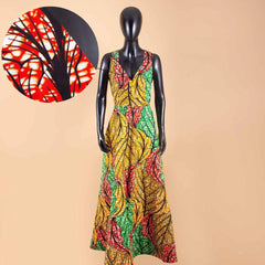 African Print Dresses for Women Maxi Dress Deep V - neck Sleeveless High Waist Plus Size Casual Ankara Attire Sexy Party A2225015 - Free Delivery Worldwide only at Flexi Africa