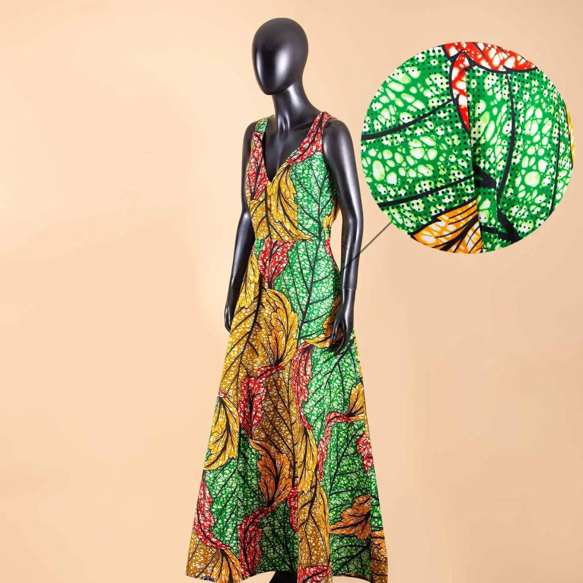 African Print Dresses for Women Maxi Dress Deep V - neck Sleeveless High Waist Plus Size Casual Ankara Attire Sexy Party A2225015 - Free Delivery Worldwide only at Flexi Africa