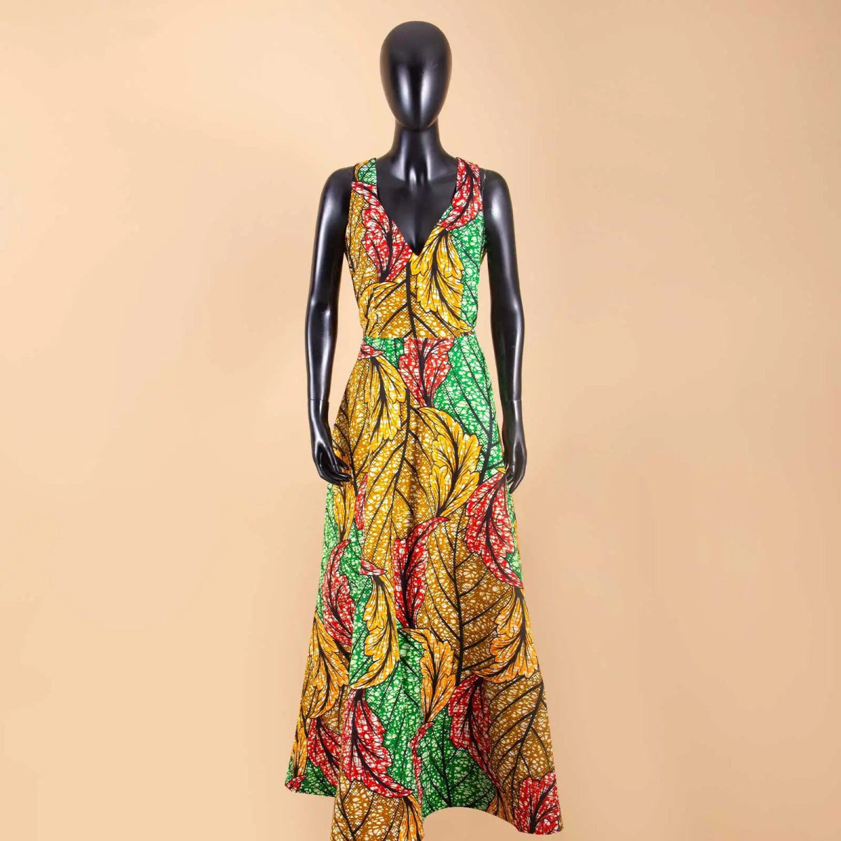 African Print Dresses for Women Maxi Dress Deep V - neck Sleeveless High Waist Plus Size Casual Ankara Attire Sexy Party A2225015 - Free Delivery Worldwide only at Flexi Africa