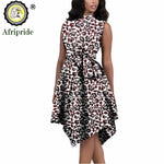 African Print Dresses for Women – Sleeveless Dashiki Ankara Knee Dress with Belt - Free Delivery Worldwide only at Flexi Africa