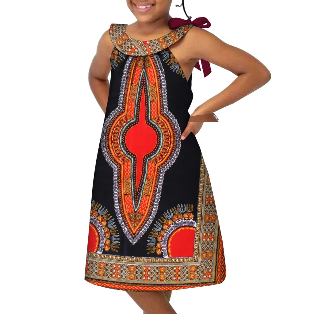 African Print Sleeveless Dress for Baby Girls – Dashiki Tribal Style - Free Delivery Worldwide only at Flexi Africa