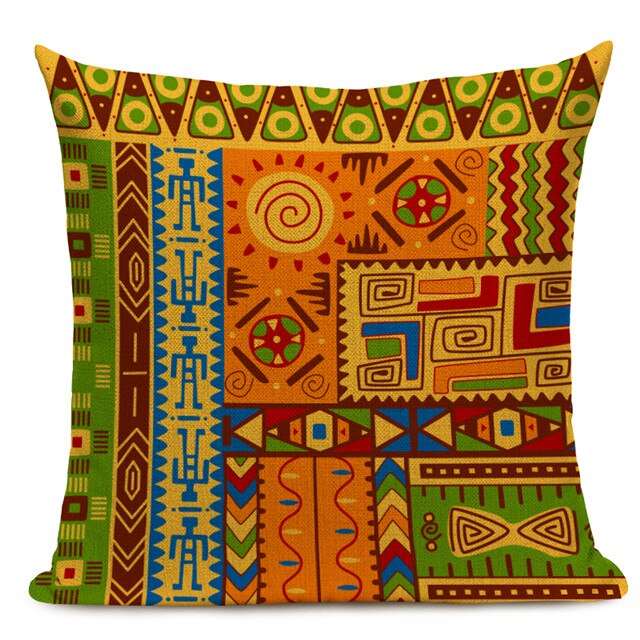 African Style Cushion Cover Tribal Geometric Pattern Decorative Linen Pillow Case Cover for Sofa Home Decor - Flexi Africa