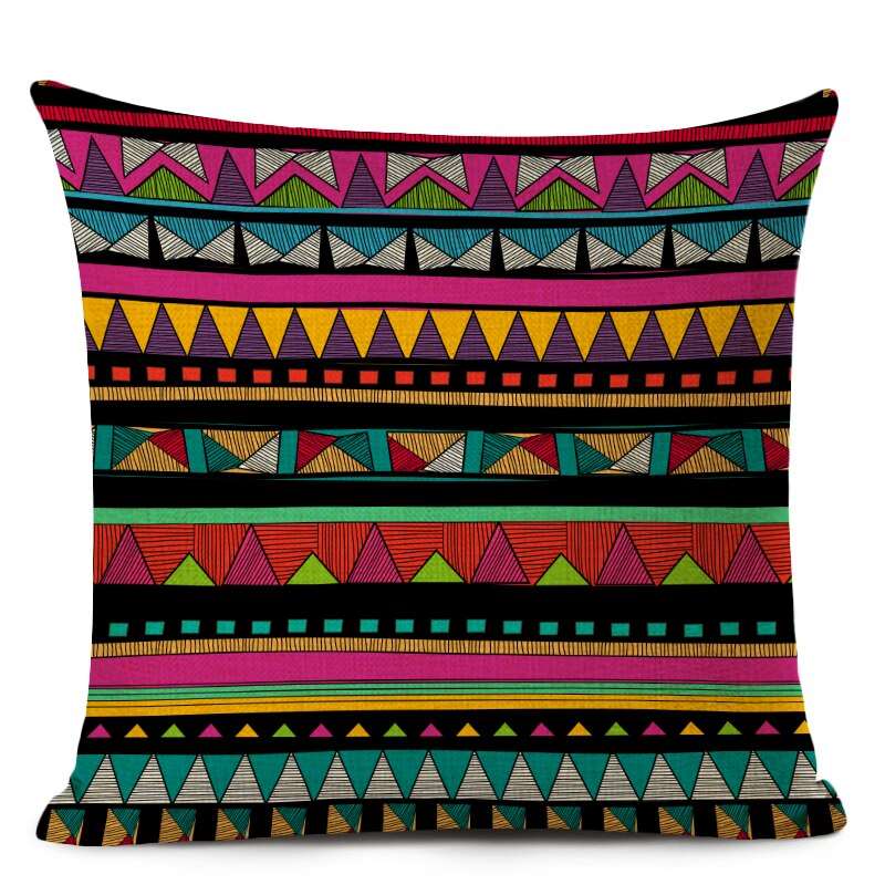 African Style Cushion Cover Tribal Geometric Pattern Decorative Linen Pillow Case Cover for Sofa Home Decor - Flexi Africa