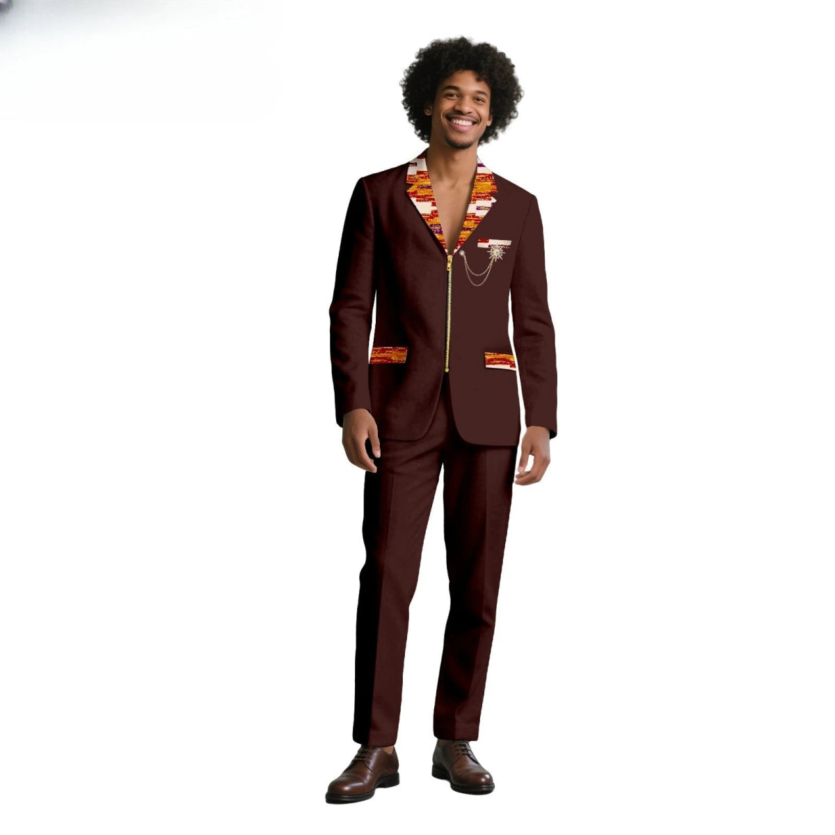 African Suits for Men Traditional Wedding Designed Slim Fit Jacket Pants Set with Breastbin High Quality Suit Mens Clothes - Free Delivery Worldwide only at Flexi Africa