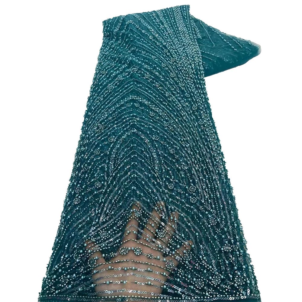 African Various Lace Fabric – Premium Handmade Beaded Embroidery for Elegant Dresses - Free Delivery only at Flexi Africa