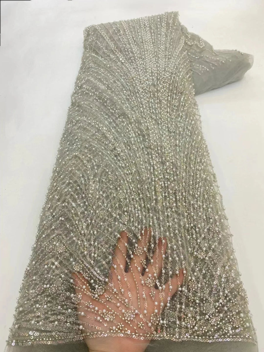 African Various Lace Fabric – Premium Handmade Beaded Embroidery for Elegant Dresses - Free Delivery Worldwide only at Flexi Africa