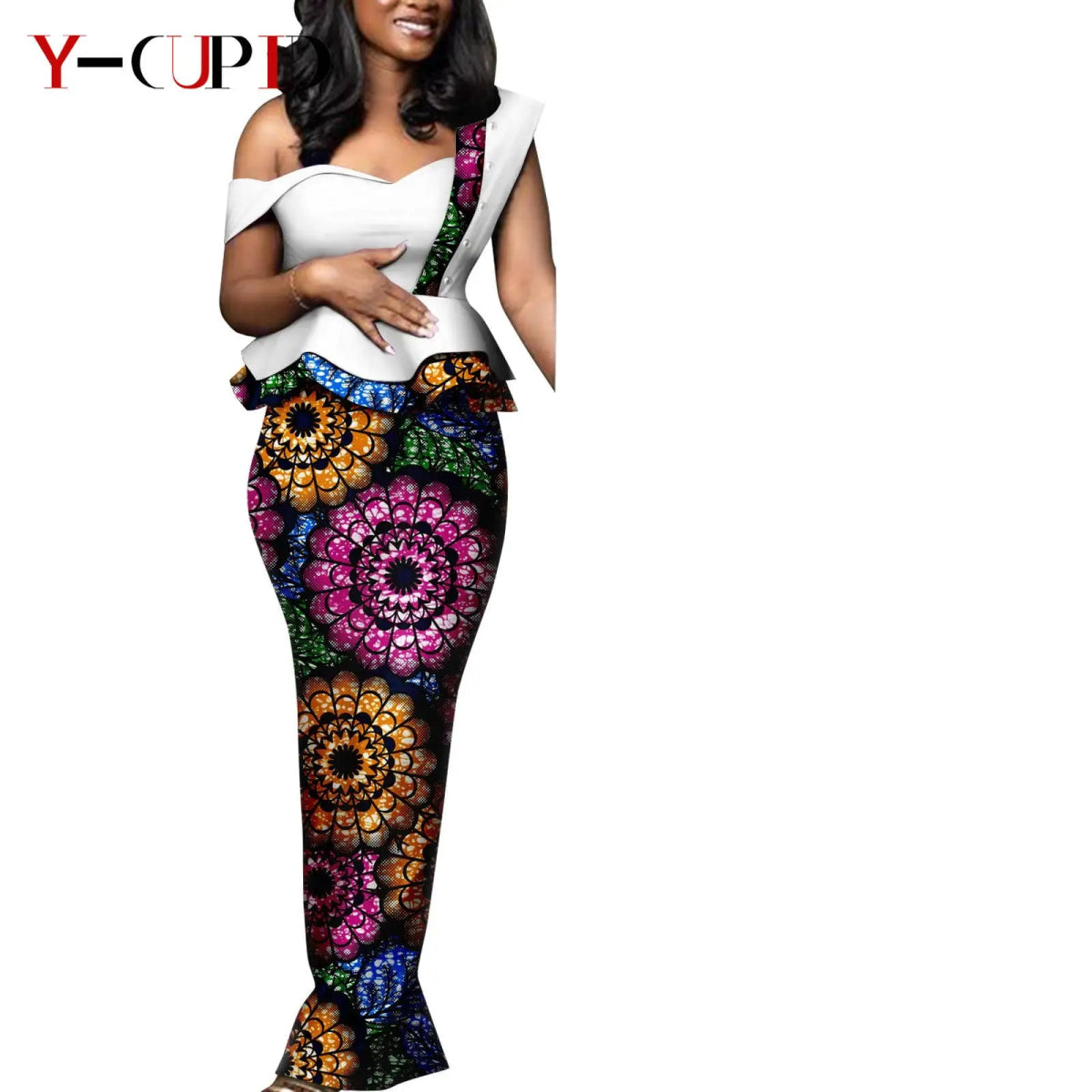 African Wedding Couple Set – Women’s Dashiki Print Dress & Men’s Kaftan Top and Pant Outfit - Free Delivery Worldwide only at Flexi Africa