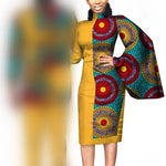 African Wedding Matching Outfit – Slim Women’s Dress and Men’s Patchwork Shirt with Pants - Free Delivery Worldwide only at Flexi Africa