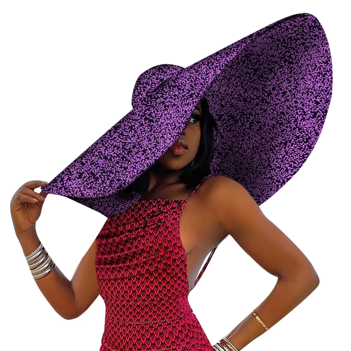 African Women Hat Summer Beach Hats Large Brim Sun Protection Fashion Ankara Cap Hat Customized Product - Free Delivery Worldwide only at Flexi Africa