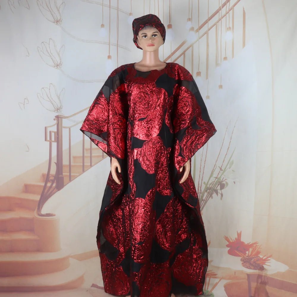 African Women’s 2PC Dress Set with Matching Headscarf – Ethnic Wear - Free Delivery Worldwide only at Flexi Africa