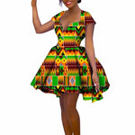 African Women’s Summer Dress – Short Sleeve Ankara Dashiki Print Ball Gown - Free Delivery Worldwide only at Flexi Africa