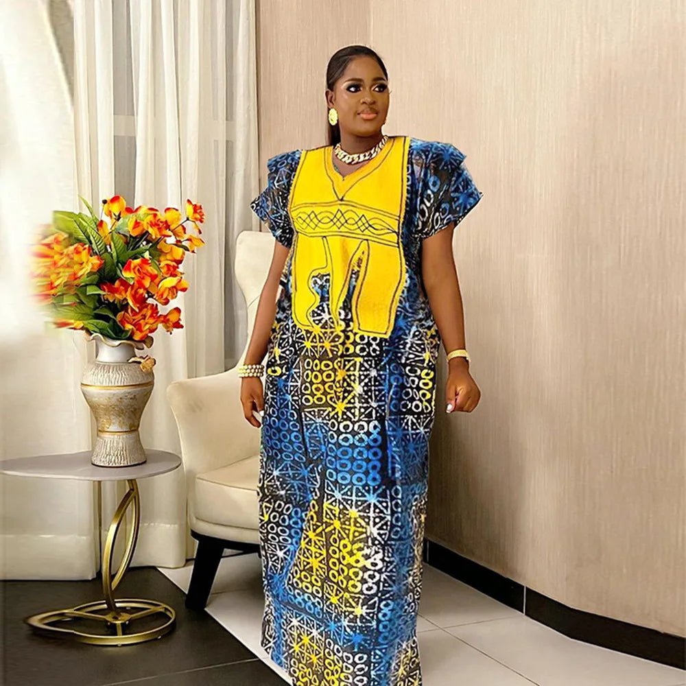 African Women’s Traditional Maxi Dress – Dashiki Ankara Kaftan Abaya Style Long Gown - Free Delivery Worldwide only at Flexi Africa