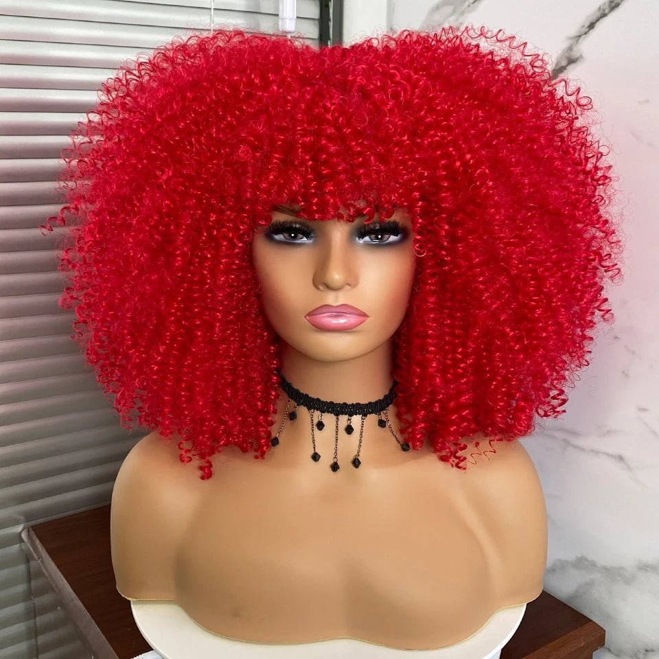 Afro Kinky Curly Wig for Black Women - Short, Synthetic, Blonde, Red, Ombre, Glueless, High - Free Delivery Worldwide