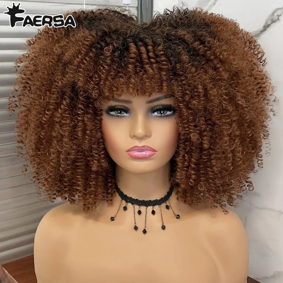 Afro Kinky Curly Wig for Black Women - Short, Synthetic, Blonde, Red, Ombre, Glueless, High - Temperature Cosplay Wigs - Free Delivery Worldwide only at Flexi Africa