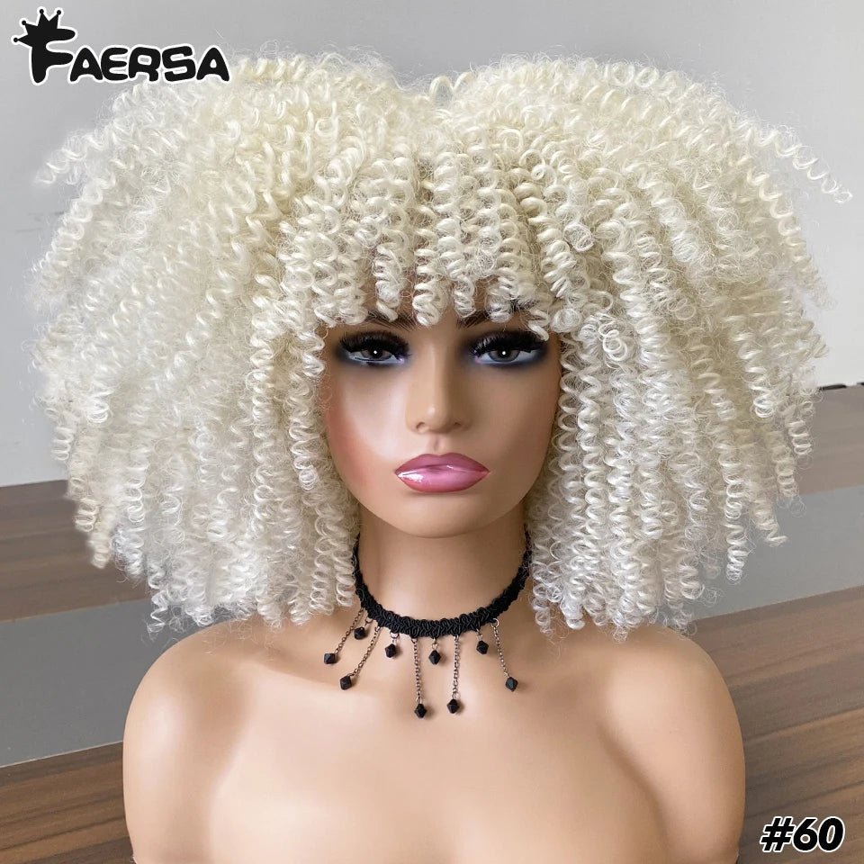 Afro Kinky Curly Wig for Black Women - Short, Synthetic, Blonde, Red, Ombre, Glueless, High - Free Delivery Worldwide