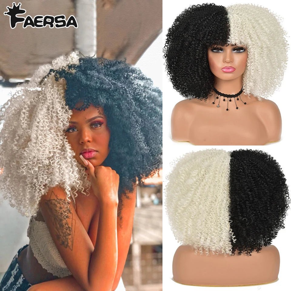 Afro Kinky Curly Wig for Black Women - Short, Synthetic, Blonde, Red, Ombre, Glueless, High - Free Delivery Worldwide