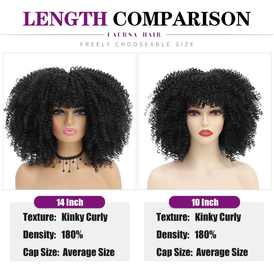 Afro Kinky Curly Wig for Black Women - Short, Synthetic, Blonde, Red, Ombre, Glueless, High - Free Delivery Worldwide