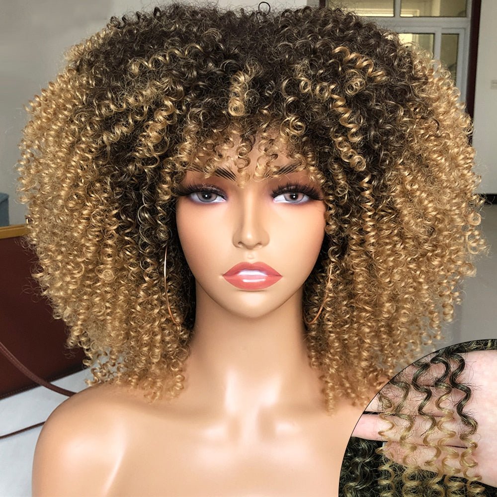 Afro Kinky Wig 14" with Bangs for Black Women - Perfect for Cosplay and Natural Hair Looks - Free Delivery Worldwide