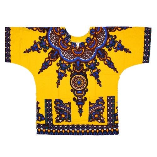 African Dashiki T-Shirt: Men's 100% Cotton Traditional Print Shirt for a Bold and Stylish Look - Free Delivery Worldwide