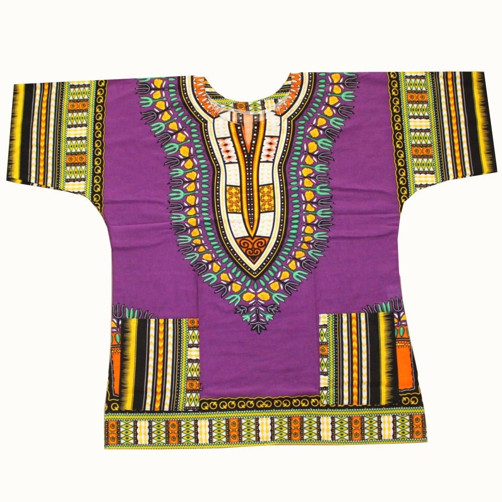 African Dashiki T-Shirt: Men's 100% Cotton Traditional Print Shirt for a Bold and Stylish Look - Free Delivery Worldwide