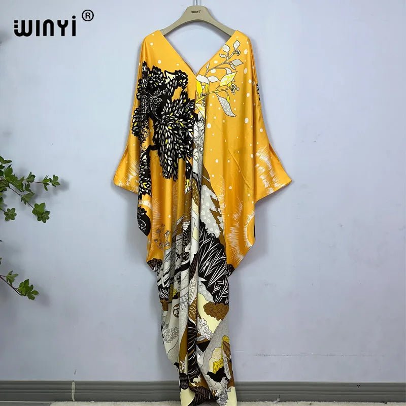 Bohemian Print Maxi Kaftan: Stylish Summer Abaya Dress for Women - Free Delivery Worldwide only at Flexi Africa