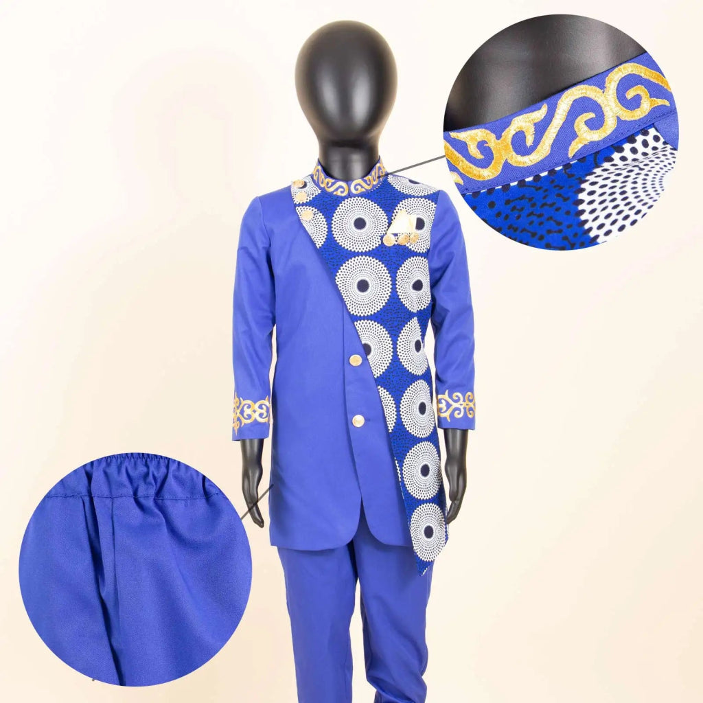 Boys African Dashiki Suit – Bazin Riche Formal Jacket & Pant Set - Free Delivery Worldwide only at Flexi Africa