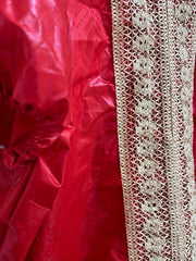 Nigerian Ankara Wedding Dress – Red Embroidery Bazin Riche Robe for African Women
