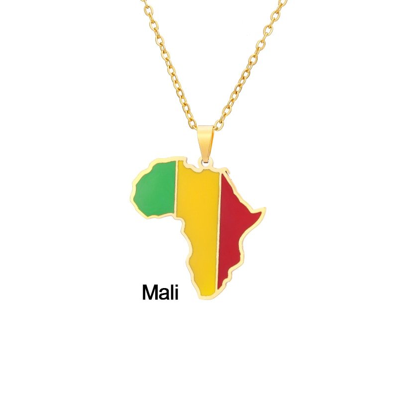 Continent Chic: African Map Geometric Pendant Necklace in Stainless Steel - Flexi Africa - Free Delivery Worldwide