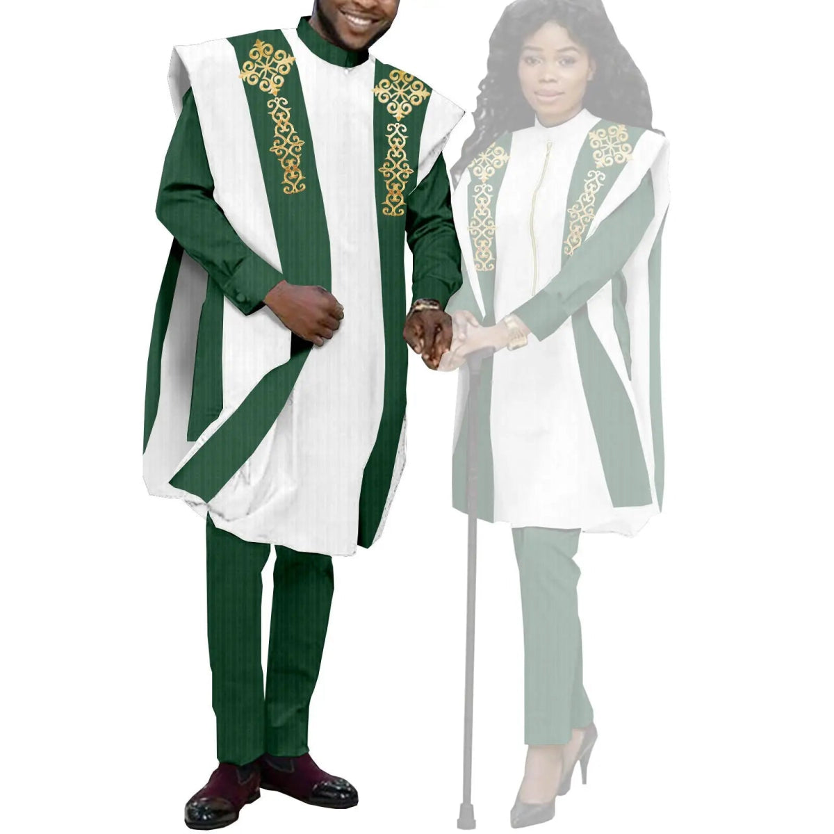 Couples Agbada Set – Men’s Traditional 3PC Suit & Women’s Matching Outfit - Free Delivery Worldwide only at Flexi Africa