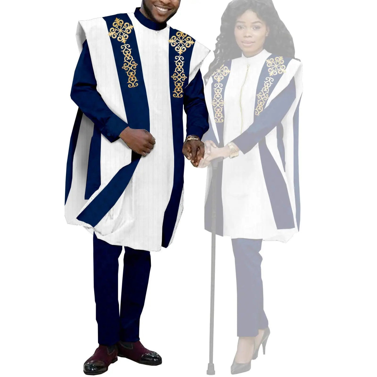 Couples Agbada Set – Men’s Traditional 3PC Suit & Women’s Matching Outfit - Free Delivery Worldwide only at Flexi Africa
