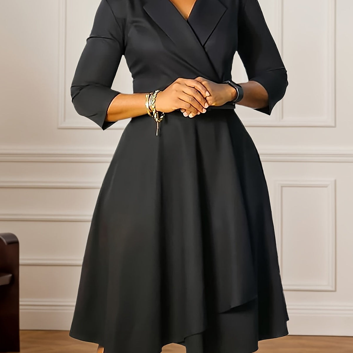 Elegant African Style Dress – V-Neck High Waist Skirt with Matching Belt for Seasonal Wear