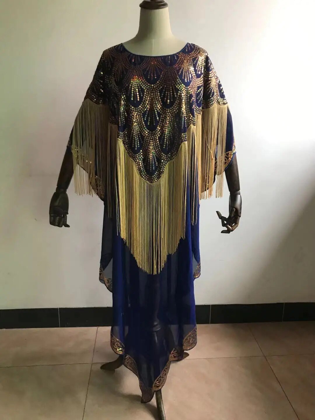 Dashiki Abaya: Timeless African Elegance in Chiffon with Tassel Sequins - Free Delivery Worldwide only at Flexi Africa