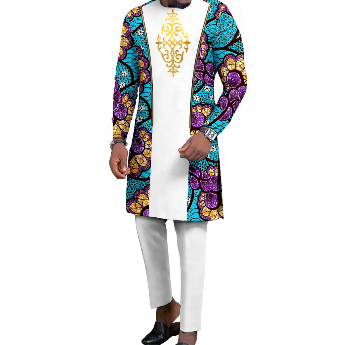 Dashiki African Couple Wedding Set – Women’s Mermaid Dress & Matching Men’s Bazin Riche Shirt and Pants - Free Delivery