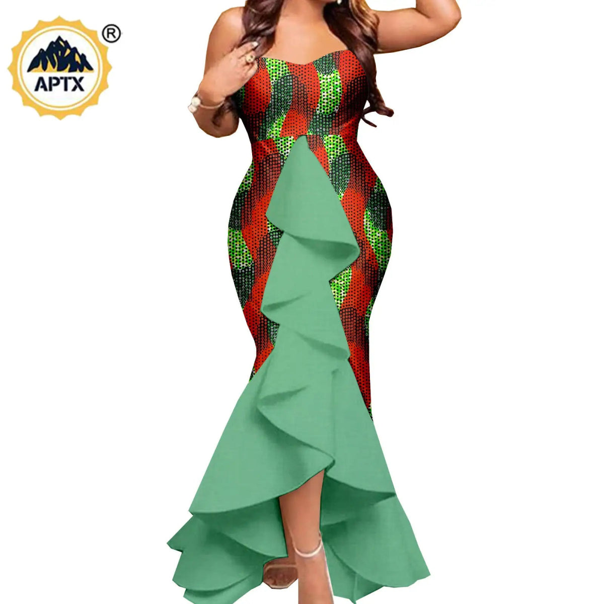 Dashiki African Couple Wedding Set – Women’s Mermaid Dress & Matching Men’s Bazin Riche Shirt and Pants - Free Delivery Worldwide only at Flexi Africa