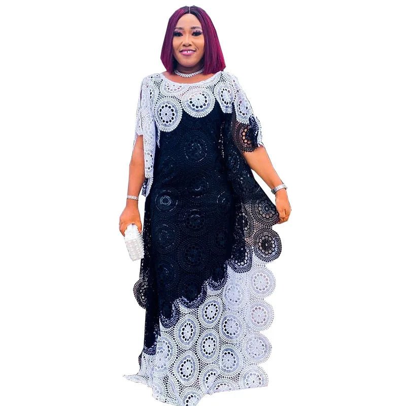 Dashiki African Maxi Dress for Women, Lace Ankara Plus Size Long Evening Party Gown - Free Delivery Worldwide only at Flexi Africa