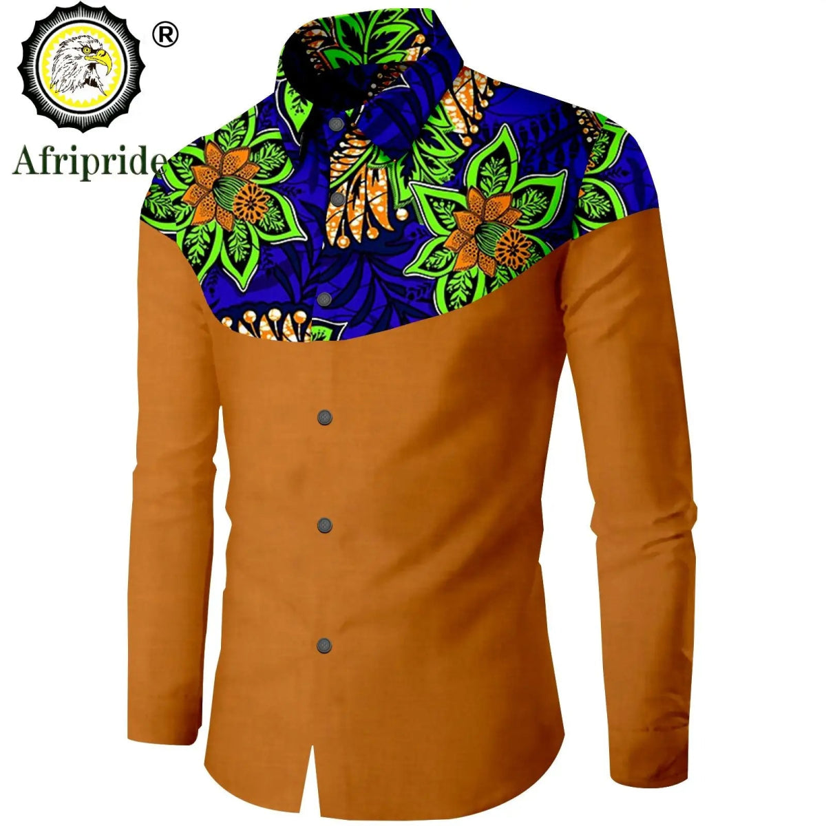 Dashiki African Men’s Long Sleeve Shirt – Ankara Print Single - Breasted Dress Shirt - Free Delivery Worldwide only at Flexi Africa