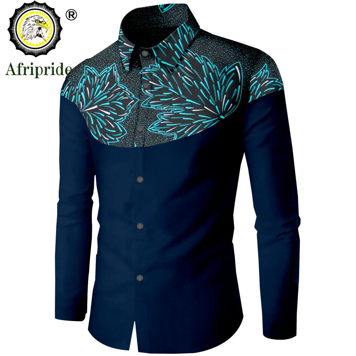 Dashiki African Men’s Long Sleeve Shirt – Ankara Print Single - Breasted Dress Shirt - Free Delivery Worldwide only at Flexi Africa