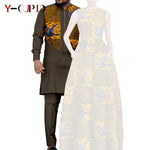 Dashiki Couple Outfit Set – Women’s African Dress with Men’s Bazin Riche Top and Pants for Special Occasions - Free Delivery Worldwide only at Flexi Africa