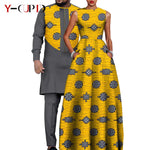 Dashiki Couple Outfit Set – Women’s African Dress with Men’s Bazin Riche Top and Pants for Special Occasions - Free Delivery Worldwide only at Flexi Africa