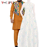 Dashiki Couple Outfit Set – Women’s African Dress with Men’s Bazin Riche Top and Pants for Special Occasions - Free Delivery Worldwide only at Flexi Africa