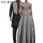Dashiki Couple Outfit Set – Women’s African Dress with Men’s Bazin Riche Top and Pants for Special Occasions - Free Delivery Worldwide only at Flexi Africa
