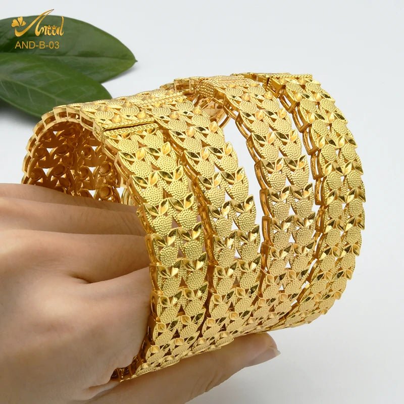 Designer African Bracelet: 24K Gold-Colored Bangles for Women, Luxury Wedding Jewelry - Flexi Africa - www.flexiafrica.com