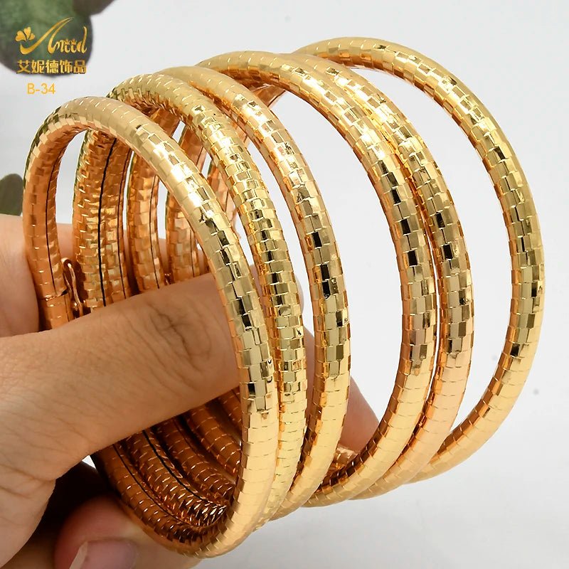 Designer African Bracelet: 24K Gold-Colored Bangles for Women, Luxury Wedding Jewelry - Flexi Africa - www.flexiafrica.com